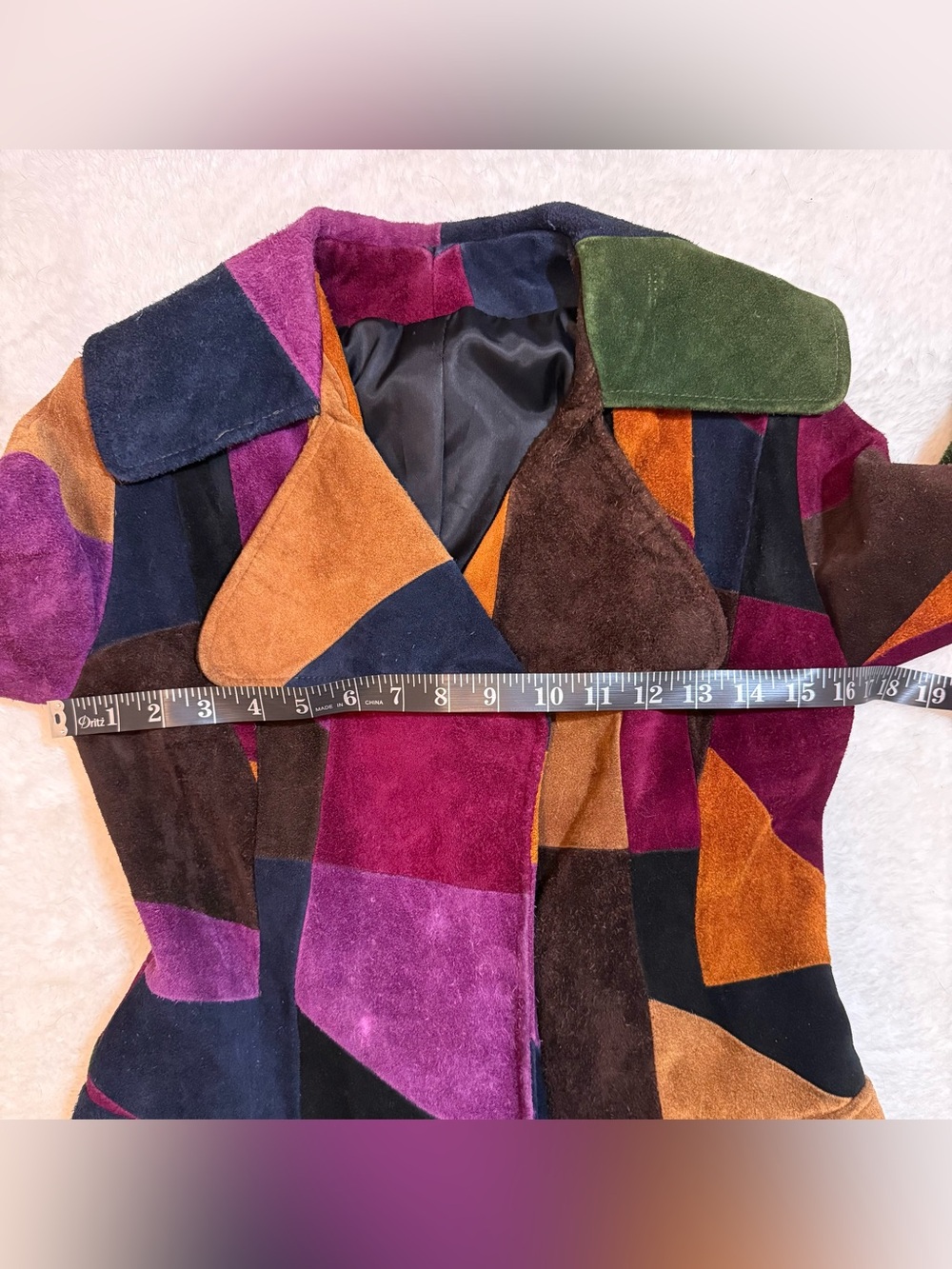 Vintage 70s Suede Patchwork Coat, Beautiful Condition - Picture 13 of 16